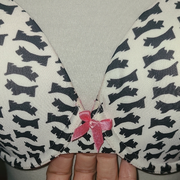 Victoria's Secret Black and White Dog Print Bra with Pink Straps - Picture 5 of 11